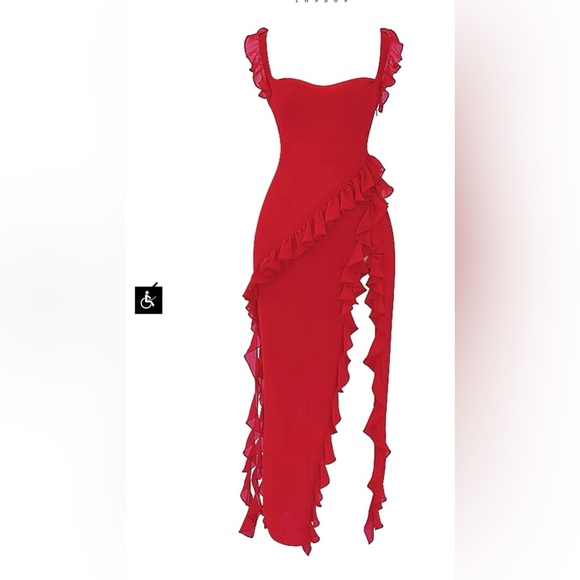 Ariela dress from house of CB . Cherry ruffle Maxi dress. Never worn. - Picture 4 of 6